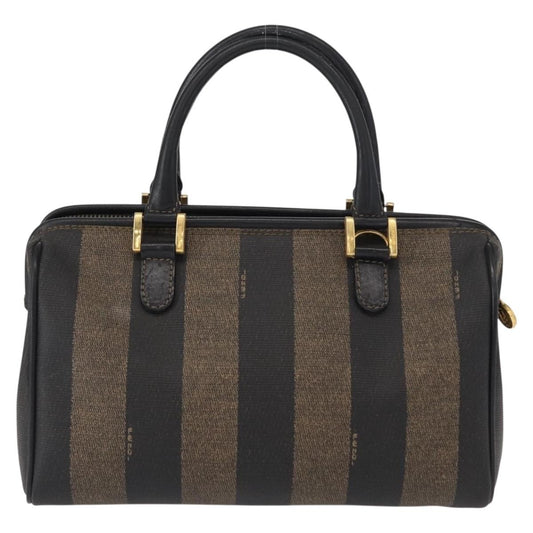 Fendi Vintage Pequin Convertible Boston Bag Coated Canvas, BROWN, CANVAS, Travel bag