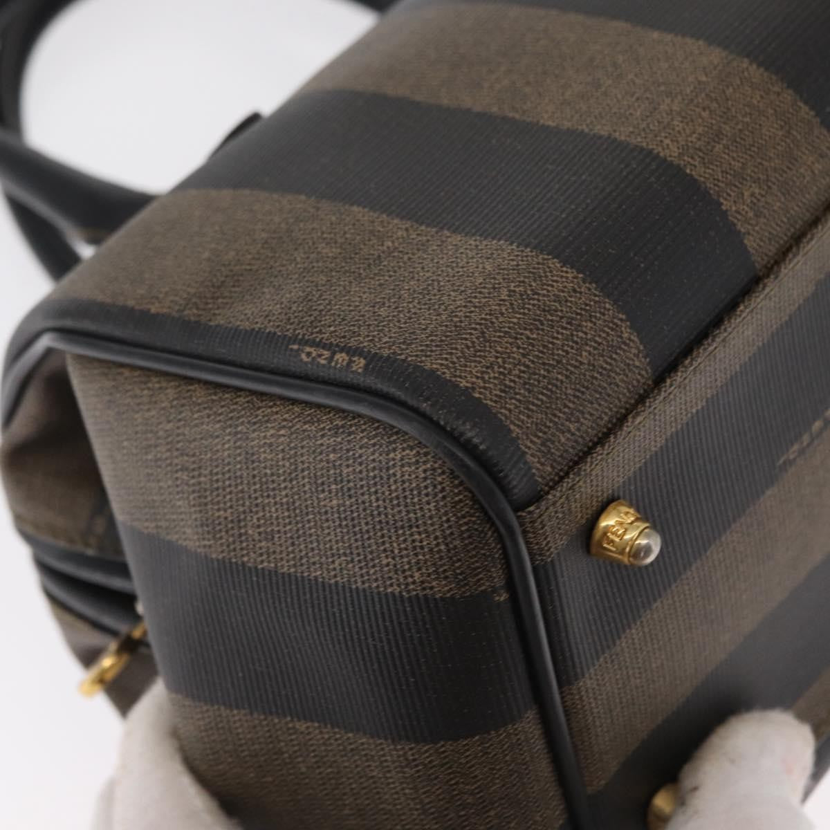 Fendi Vintage Pequin Convertible Boston Bag Coated Canvas, BROWN, CANVAS, Travel bag