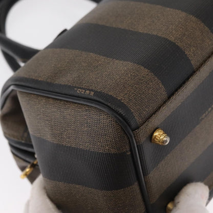Fendi Vintage Pequin Convertible Boston Bag Coated Canvas, BROWN, CANVAS, Travel bag