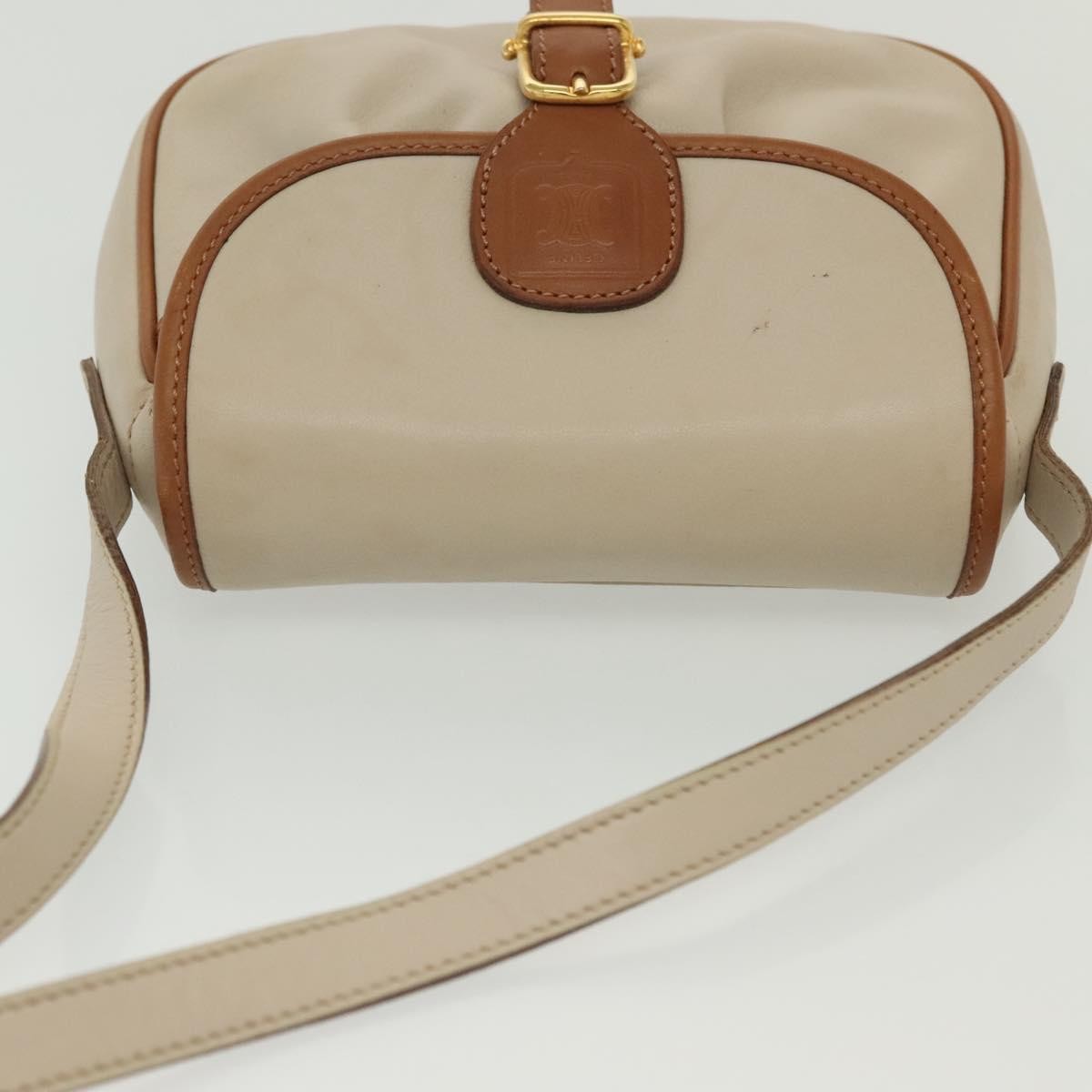 Celine Vintage Triomphe Shoulder Bag Leather, BEIGE, LEATHER, Shoulder bag