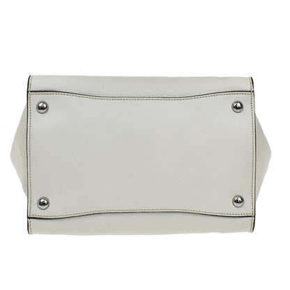 Prada Twin Pocket Shopping Tote City Calfskin, WHITE, LEATHER, Handbag