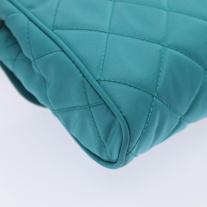 Prada Pushlock Chain Flap Bag Quilted Tessuto, Turquoise, Nylon, Shoulder Bag