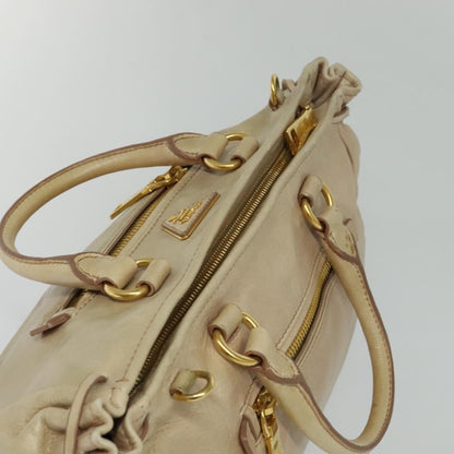 Prada Front Pocket Convertible Tote Leather, BEIGE, LEATHER, Tote bag