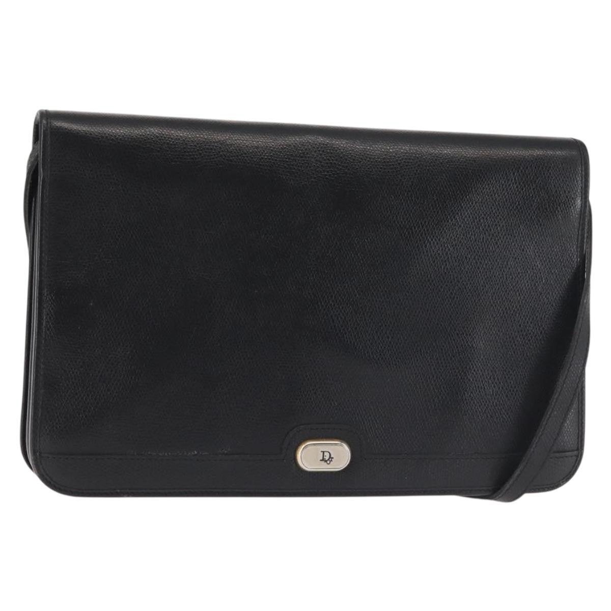 Christian Dior Vintage Full Flap Bag Leather, BLACK, LEATHER, Shoulder bag