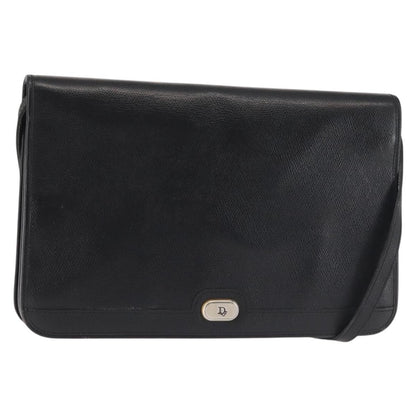 Christian Dior Vintage Full Flap Bag Leather, BLACK, LEATHER, Shoulder bag