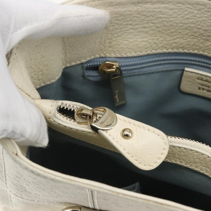 Salvatore Ferragamo Gancini handbag Leather, WHITE, LEATHER, Handbag