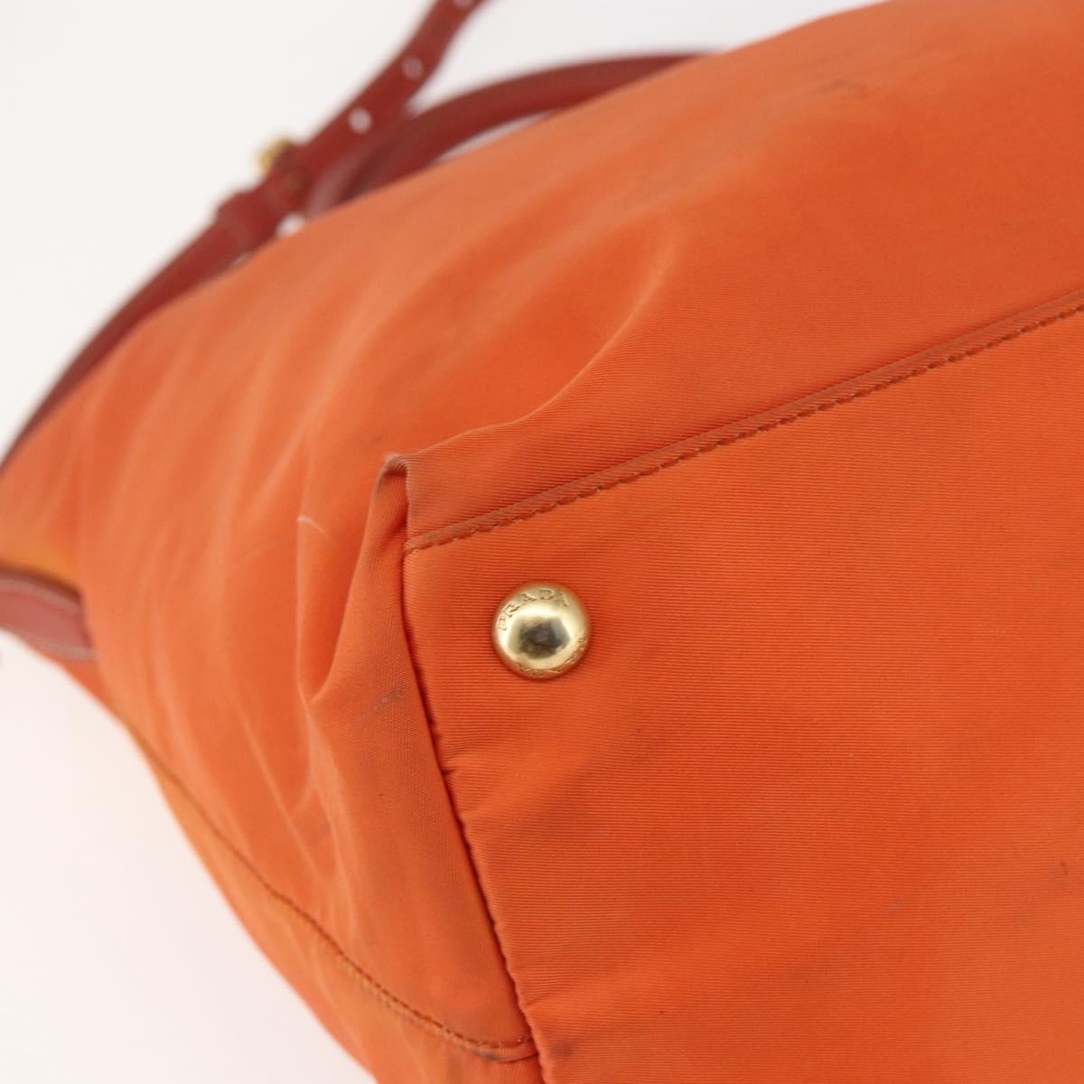 Prada Convertible Flap Tote Tessuto and Saffiano Leather, Orange, Nylon, Tote Bag