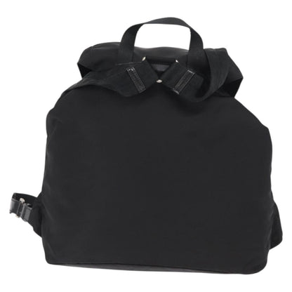 Prada Vela Double Front Pocket Backpack Tessuto with Saffiano Leather, BLACK, NYLON, Backpack