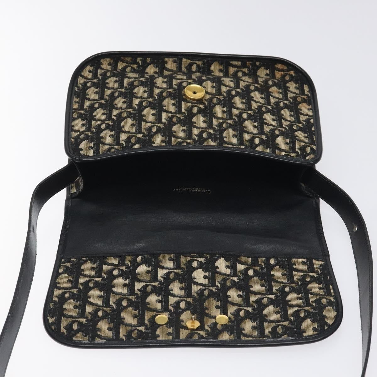 Christian Dior Vintage Flap Crossbody Bag Canvas, BLACK, CANVAS, Shoulder bag