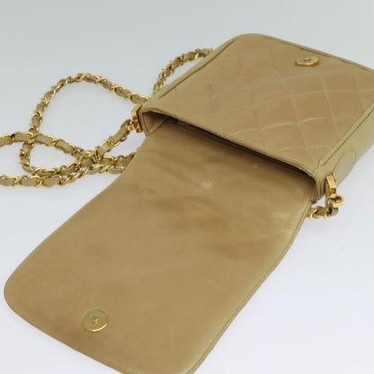 Chanel Vintage CC Chain Flap Bag Quilted Lambskin, Beige, Leather, Shoulder Bag