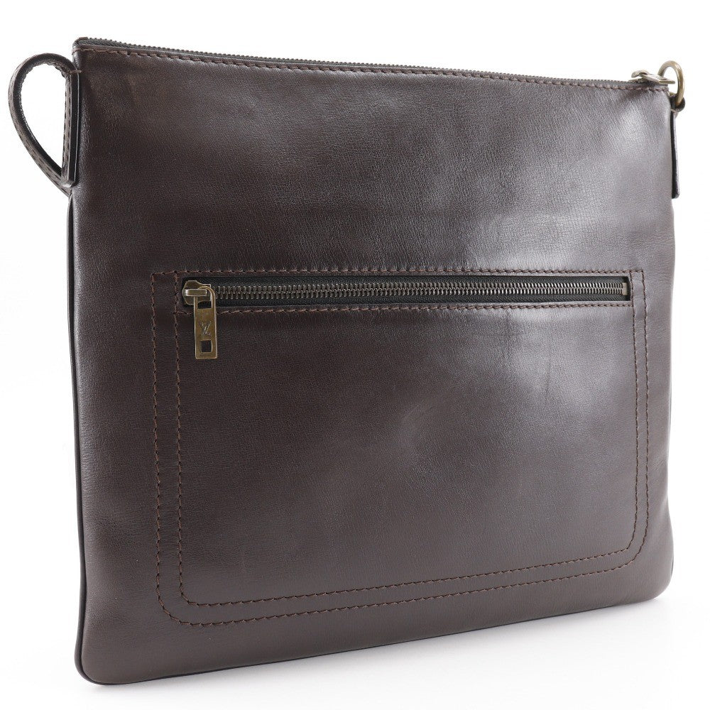 Louis Vuitton Sac Plat Crossbody Bag Utah Leather, BROWN, LEATHER, Shoulder bag