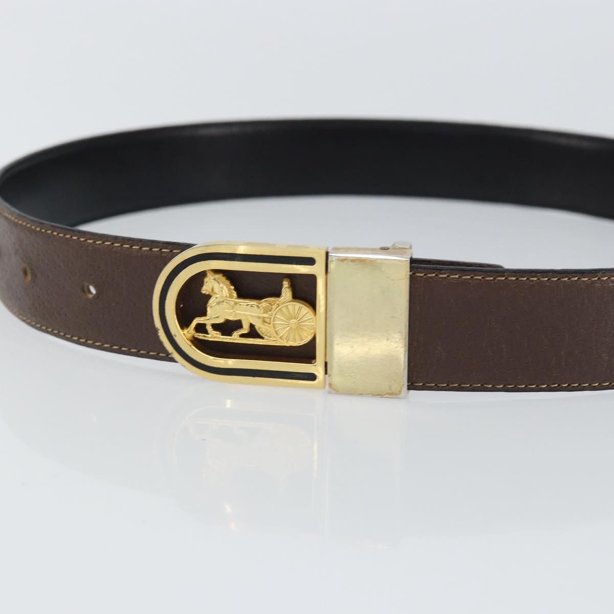 Celine Belt Leather with Metal, BROWN, LEATHER, Belts