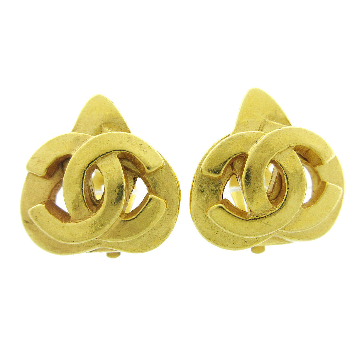 Chanel CC logo heart Gold-plated, GOLD, GOLD_PLATED, Earrings