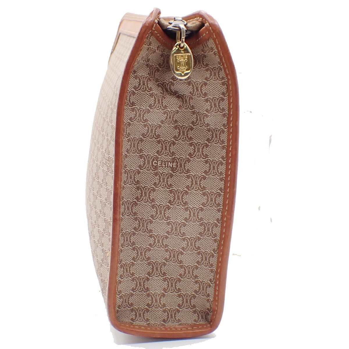 Celine Macadam Pochette Canvas and Leather, BROWN, CANVAS, Clutche & pouche