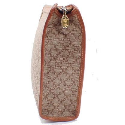 Celine Macadam Pochette Canvas and Leather, BROWN, CANVAS, Clutche & pouche