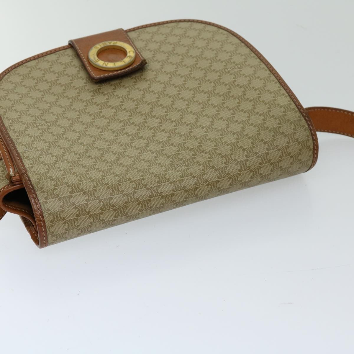 Celine Vintage Macadam Shoulder Bag Canvas, BEIGE, CANVAS, Shoulder bag