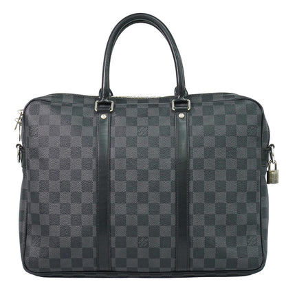 Louis Vuitton Porte-Documents Voyage Briefcase Damier Graphite, Gray, Canvas, Briefcase