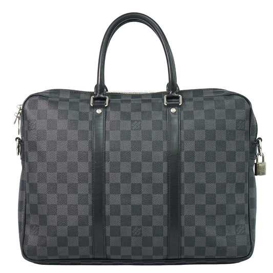 Louis Vuitton Porte-Documents Voyage Briefcase Damier Graphite, Gray, Canvas, Briefcase