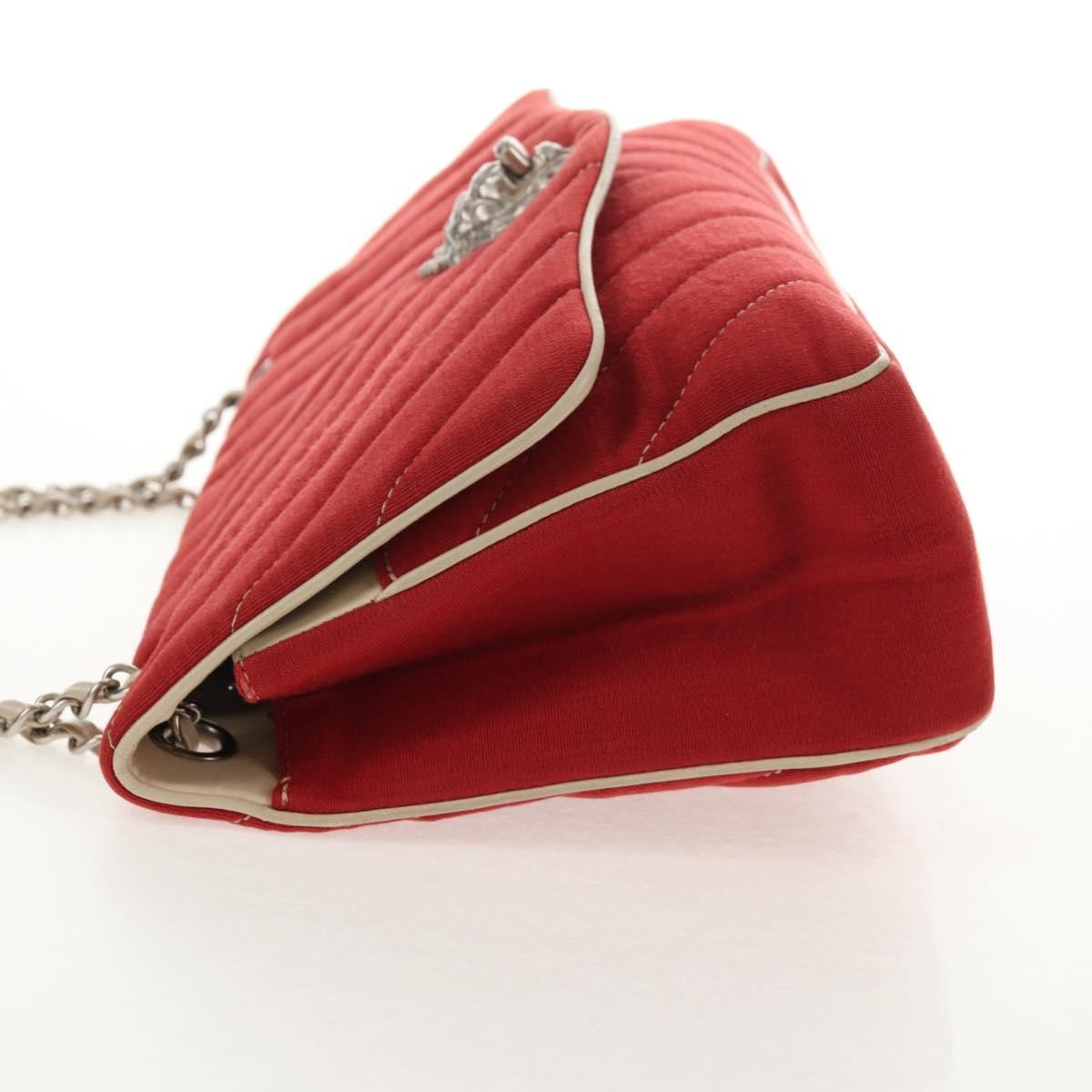Chanel Leo Lion Flap Bag Chevron Jersey, RED, COTTON, Shoulder bag