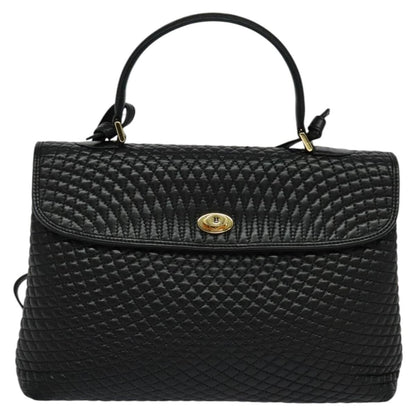 Bally Vintage Handbag Quilted Leather, BLACK, LEATHER, Handbag
