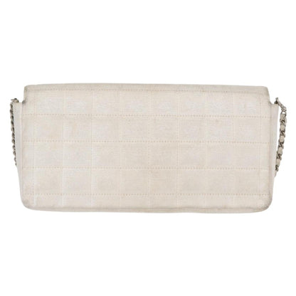 Chanel Travel Line Flap Bag Canvas, SILVER, CANVAS, Shoulder bag