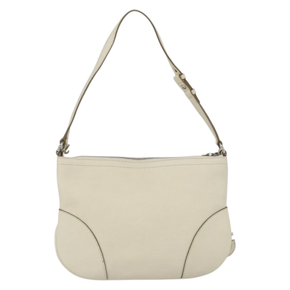 Salvatore Ferragamo Gancini Shoulder Bag Leather, WHITE, LEATHER, Shoulder bag
