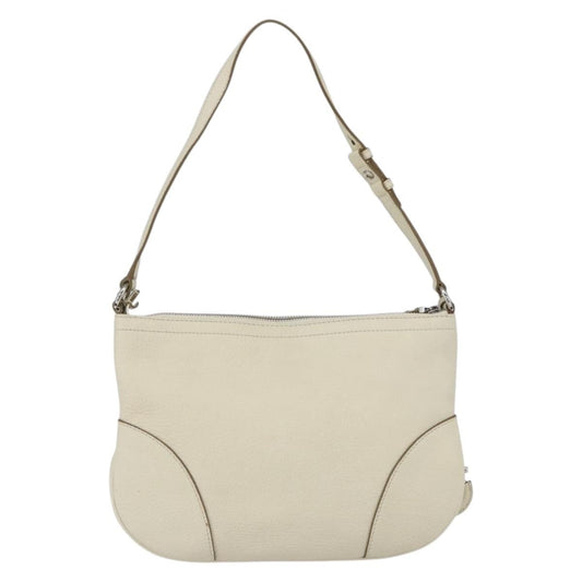 Salvatore Ferragamo Gancini Shoulder Bag Leather, WHITE, LEATHER, Shoulder bag