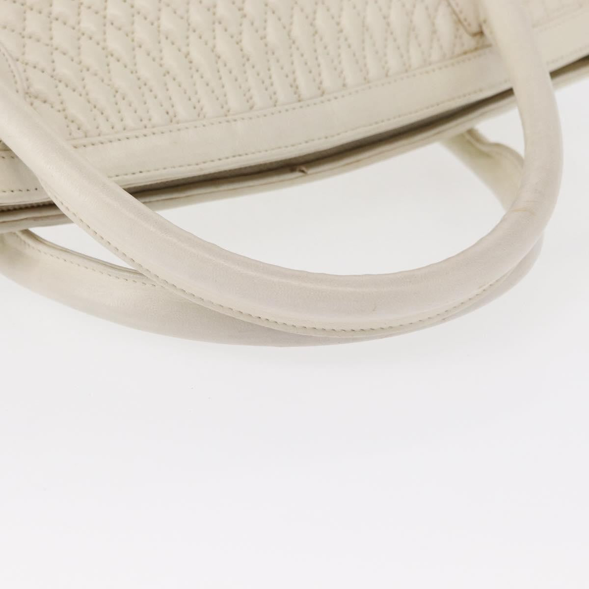 Bally Vintage Handbag Quilted Leather, White, Leather, Handbag