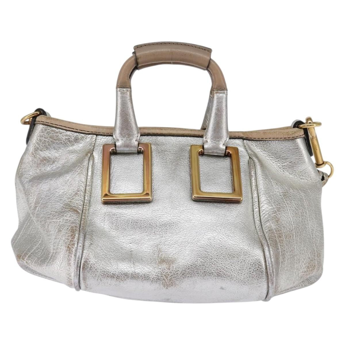 Chloe Paddington Lock Handbag Leather, SILVER, LEATHER, Handbag