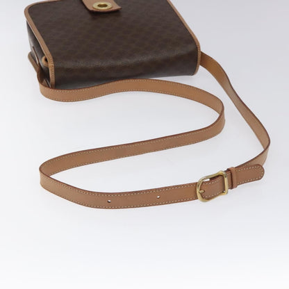 Celine Vintage Macadam Shoulder Bag Canvas and Leather, Brown, Canvas, Shoulder Bag