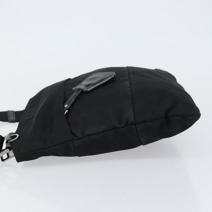 Prada Zip Messenger Bag Horizontal Quilt Tessuto, BLACK, NYLON, Shoulder bag