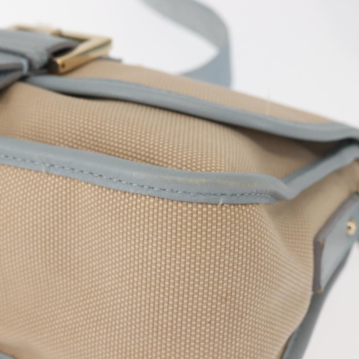 Fendi Logo Flap Shoulder Bag Canvas, BEIGE, CANVAS, Shoulder bag