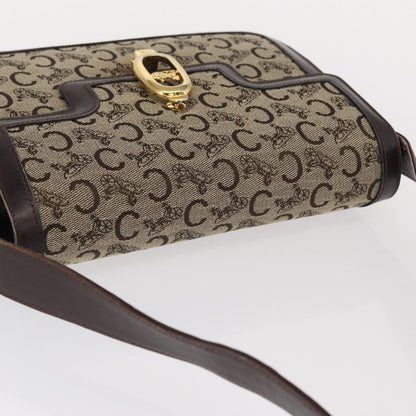 Celine Vintage C Sulky Horsebit Shoulder bag Canvas and Leather, BROWN, CANVAS, Shoulder bag