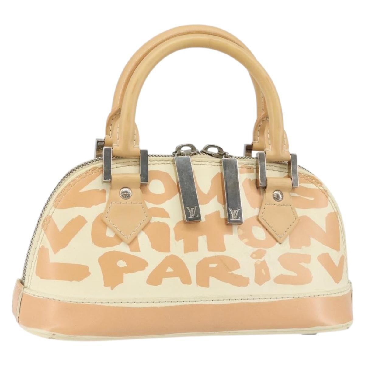 Louis Vuitton Alma Handbag Limited Edition Graffiti Leather, WHITE, CANVAS, Handbag