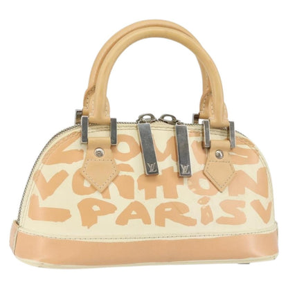 Louis Vuitton Alma Handbag Limited Edition Graffiti Leather, WHITE, CANVAS, Handbag