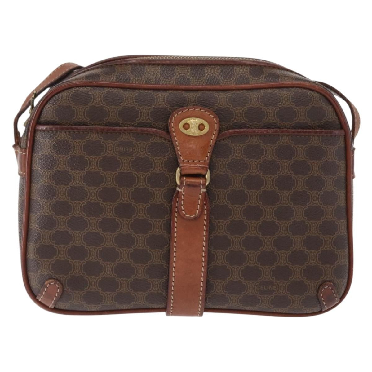 Celine Macadam Shoulder Bag Canvas, BROWN, CANVAS, Shoulder bag