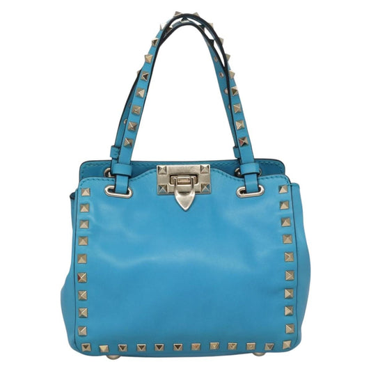 Valentino Garavani Rockstud Tote Soft Leather, BLUE, LEATHER, Tote bag