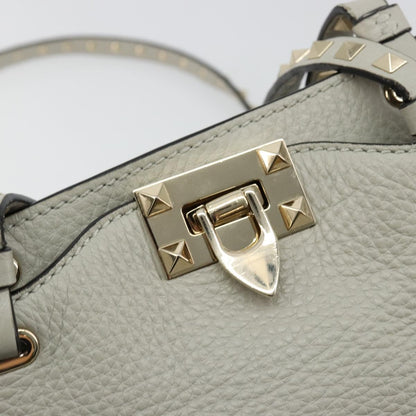 Valentino Garavani Rockstud Tote Textured Leather, Gray, Leather, Tote Bag