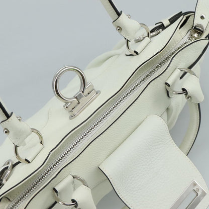 Salvatore Ferragamo Marisa Satchel Leather, WHITE, LEATHER, Handbag