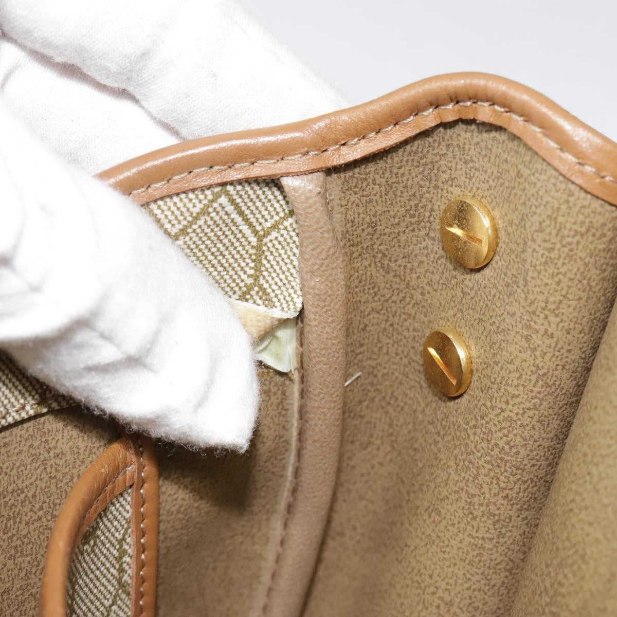 Christian Dior Vintage Honeycomb Flap Crossbody Bag Coated Canvas, BEIGE, CANVAS, Crossbody bag