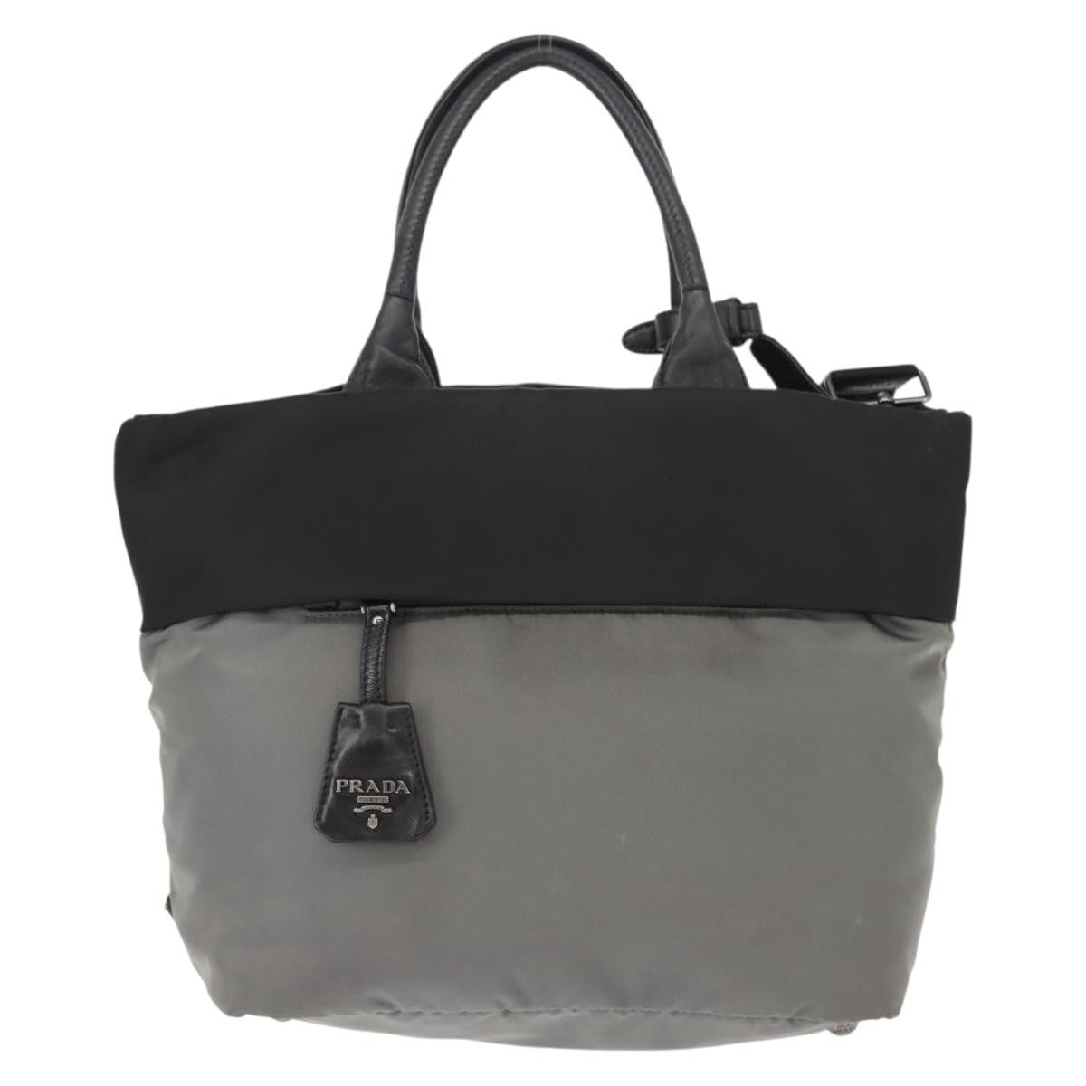 Prada Convertible Double Tote Tessuto, Black, Nylon, Handbag