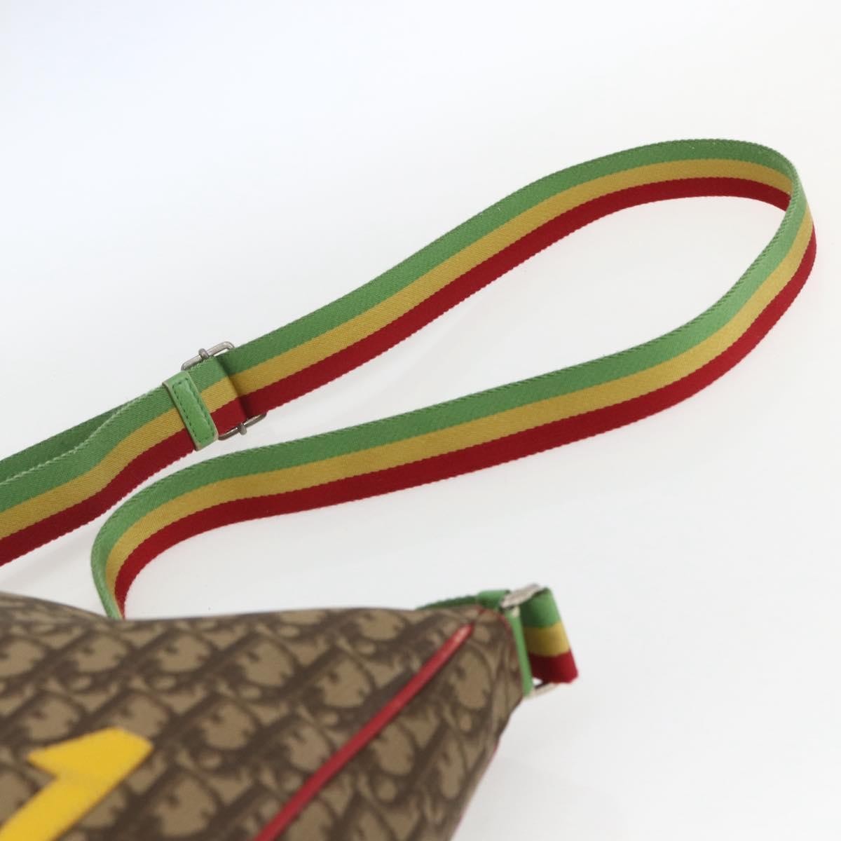 Christian Dior Vintage Rasta Messenger Bag Diorissimo Coated Canvas, BROWN, PVC, Shoulder bag
