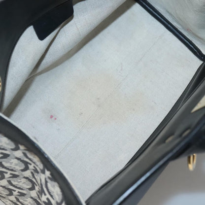 Salvatore Ferragamo Studio Satchel Gancini Jacquard and Leather, BLACK, CANVAS, Handbag