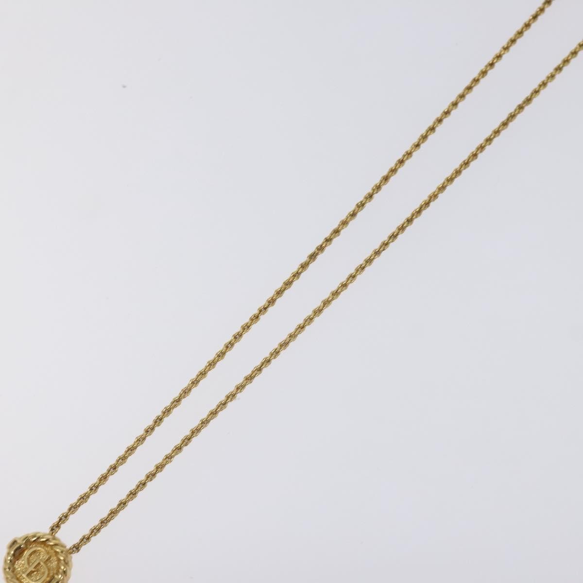 Christian Dior Vintage Logo Round Pendant Necklace Metal, GOLD, METAL, Necklace