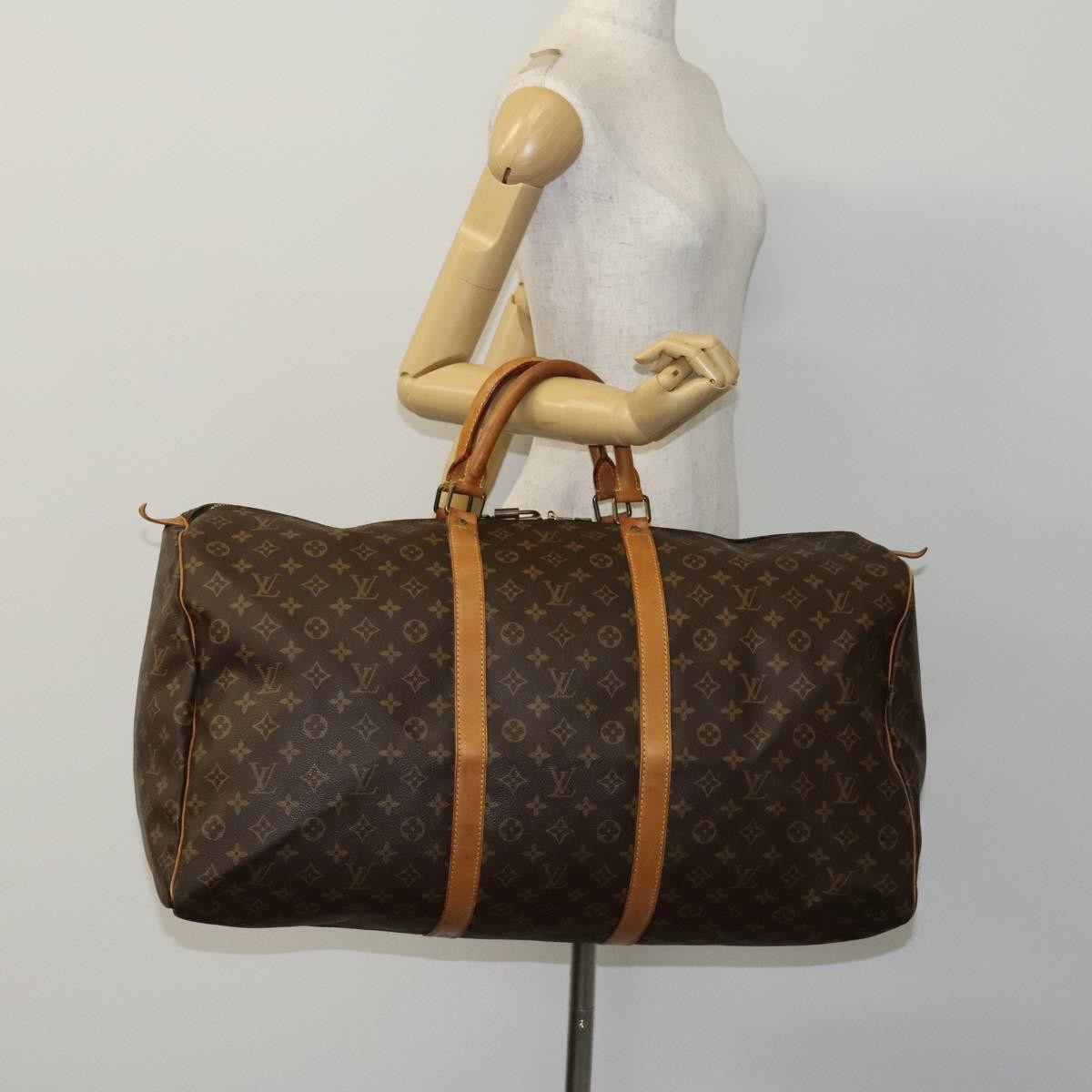 Louis Vuitton Keepall Bag Monogram Canvas, BROWN, CANVAS, Travel bag