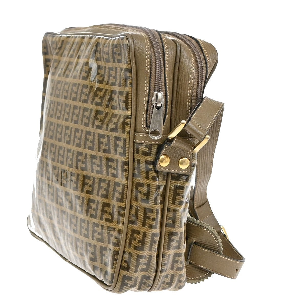 Fendi Camera Case Pattern Zucca, BROWN, CANVAS, Shoulder bag