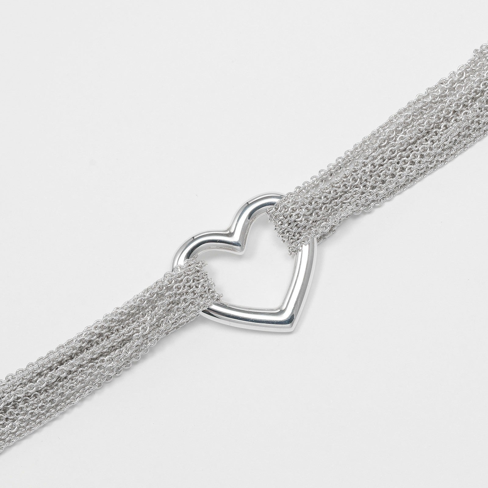 Tiffany & Co. Multistrand Mesh Heart Toggle Bracelet Sterling Silver, SILVER, SILVER, Bracelet