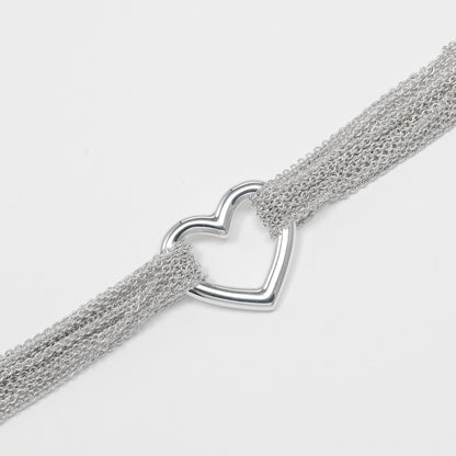 Tiffany & Co. Multistrand Mesh Heart Toggle Bracelet Sterling Silver, SILVER, SILVER, Bracelet