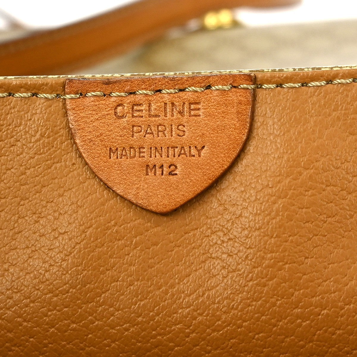 Celine Vintage Macadam Shoulder Bag Canvas and Leather, BEIGE, CANVAS, Shoulder bag