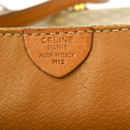 Celine Vintage Macadam Shoulder Bag Canvas and Leather, BEIGE, CANVAS, Shoulder bag